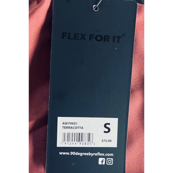 90 Degree by Reflex High-Rise Ankle-Length Activewear Leggings-Terracotta Color - Picture 6 of 7